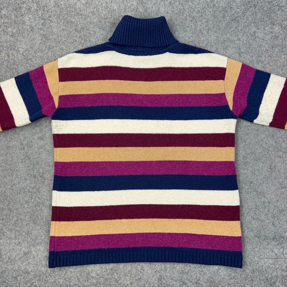 VTG St Johns Bay Sweater Womens Medium Multicolor Striped Turtleneck Side Button - Picture 7 of 10